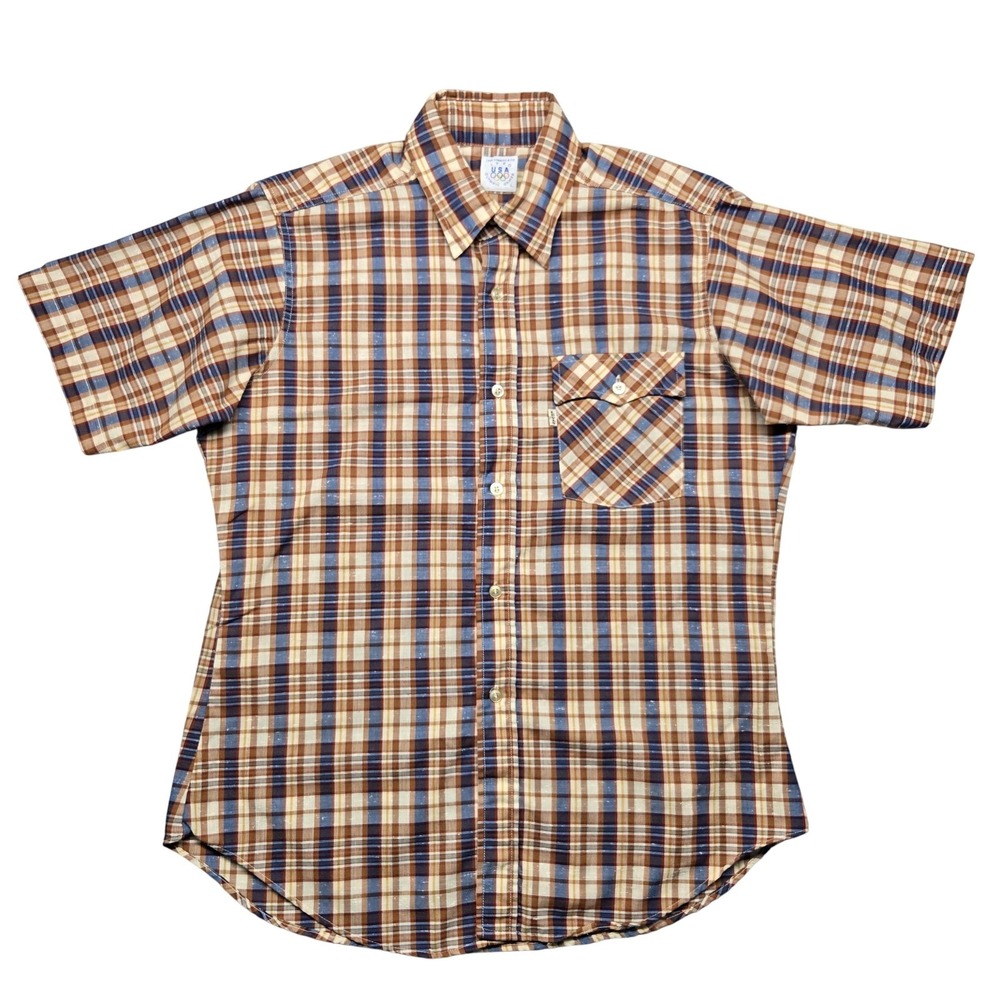 Vintage‎ Levis Shirt Mens Small Plaid Button Down 1980 Olympic Games 80s